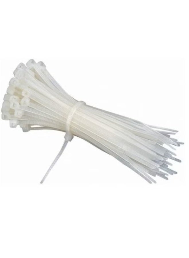 Terabyte رابطات كابلات نايلون بيضاء ثقيلة-duty بطول 150 مم (6 بوصة) - عرض 3.6 مم، مقاومة للعوامل الجوية، رابطات سحاب ذات قفل ذاتي للاستخدام الداخلي والخارجي - 100 قطعة - Image 1